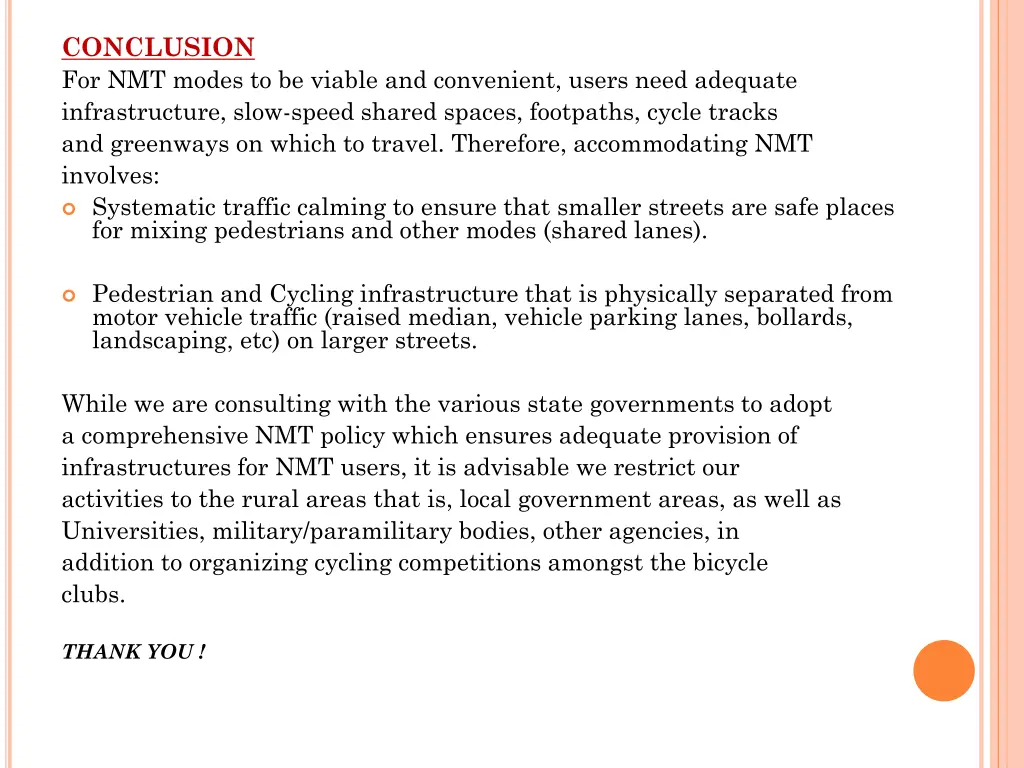 conclusion for nmt modes to be viable