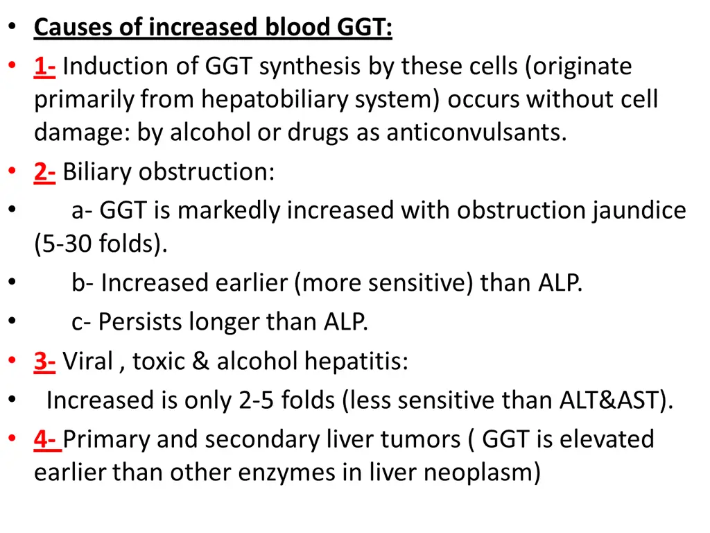 causes of increased blood ggt 1 induction