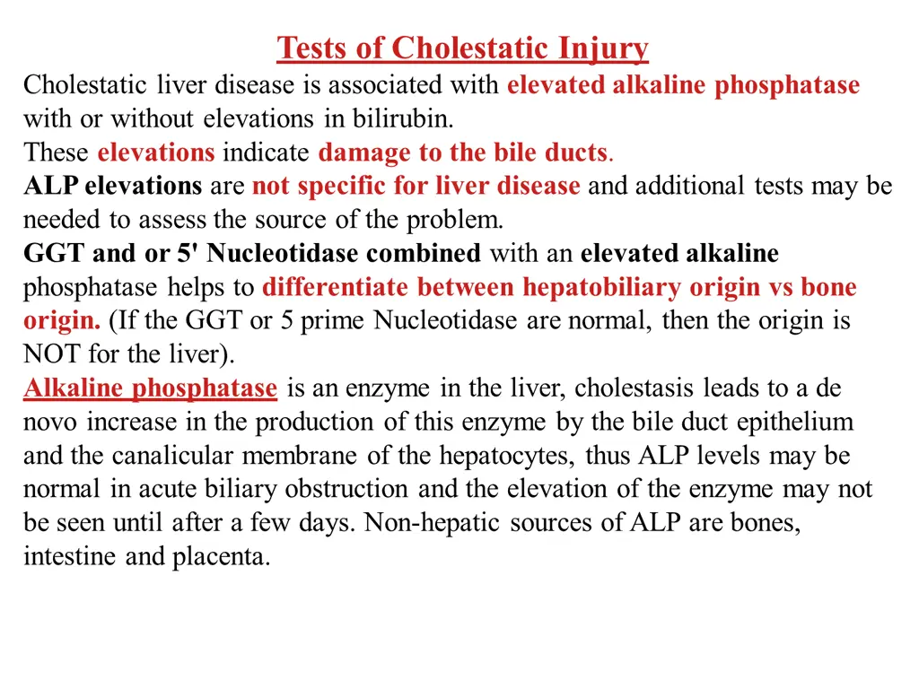 tests of cholestatic injury