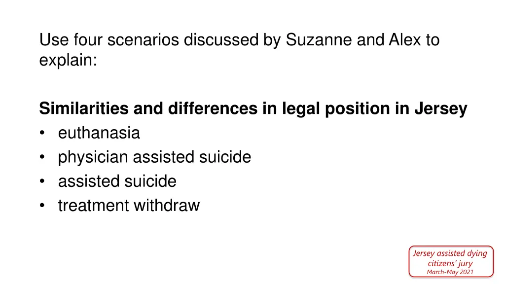 use four scenarios discussed by suzanne and alex