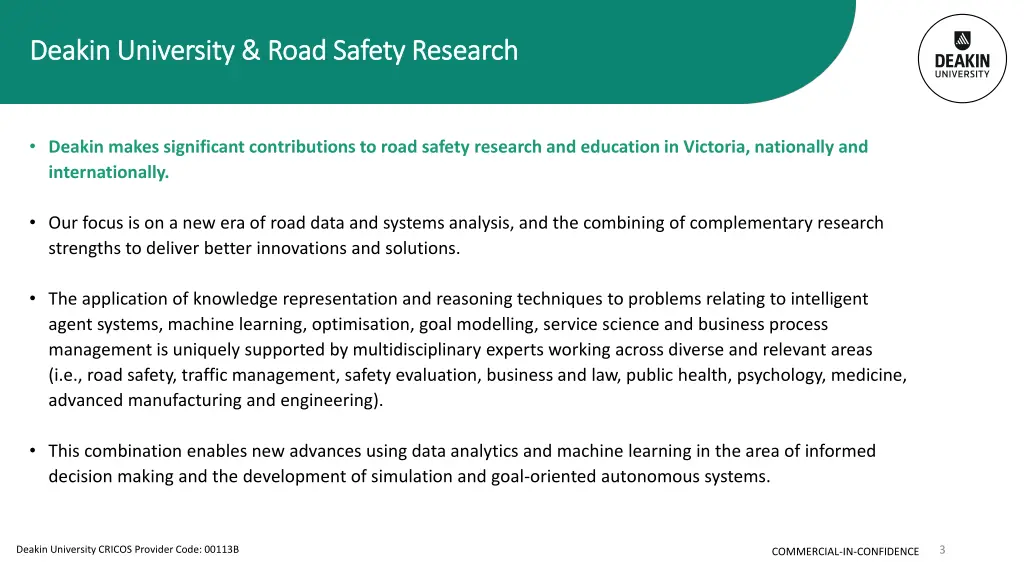 deakin university road safety research deakin