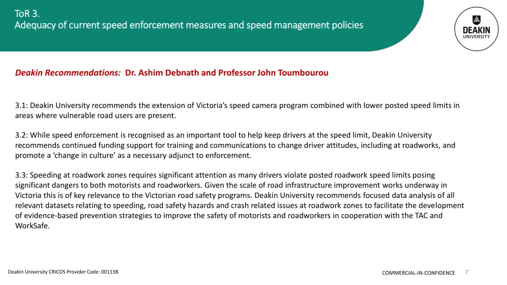 tor tor 3 adequacy of current speed enforcement