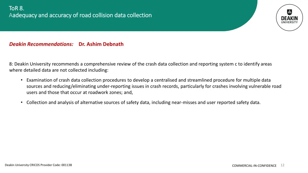 tor tor 8 aadequacy adequacy and accuracy of road