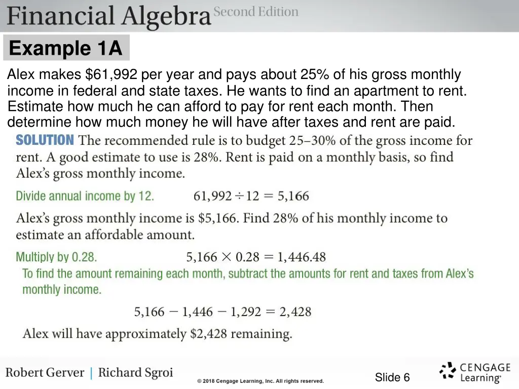 example 1a alex makes 61 992 per year and pays 2