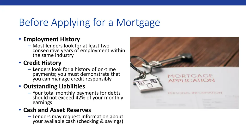 before applying for a mortgage