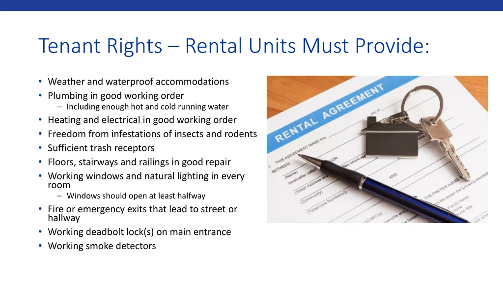 tenant rights rental units must provide