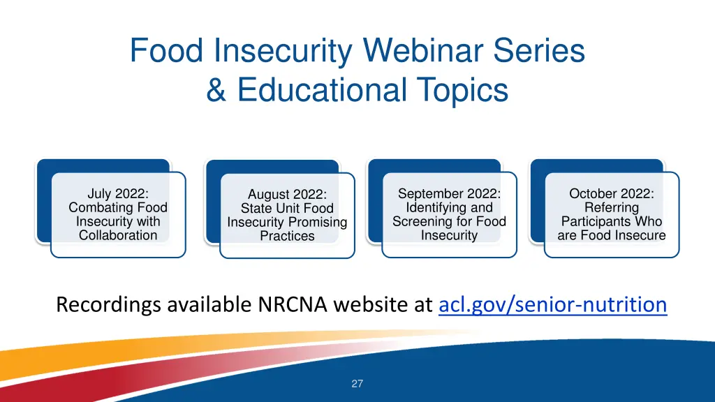 food insecurity webinar series educational topics