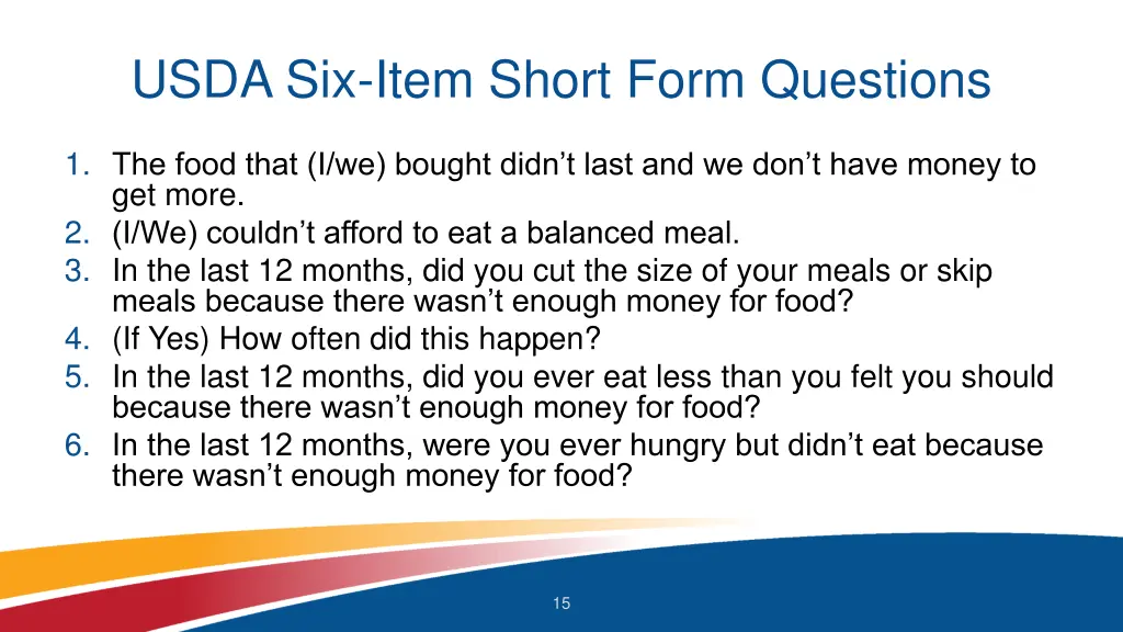 usda six item short form questions