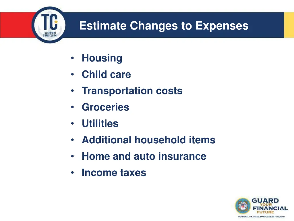 estimate changes to expenses