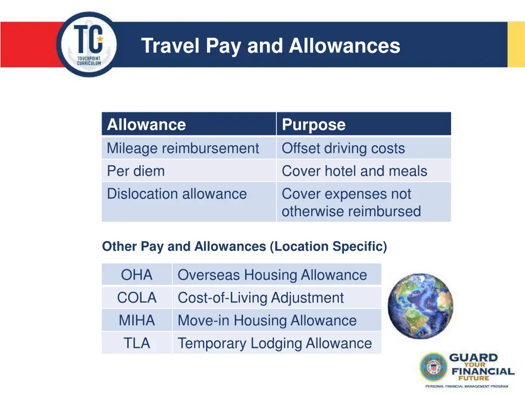 travel pay and allowances