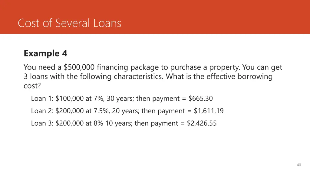 cost of several loans 1