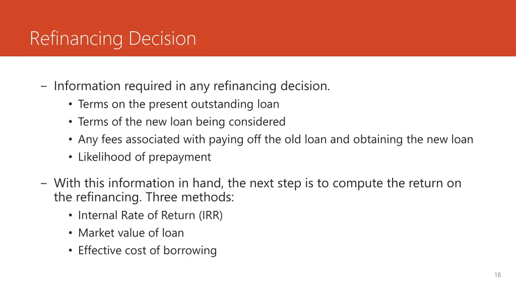 refinancing decision