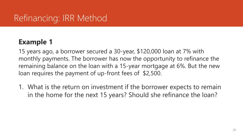 refinancing irr method 1