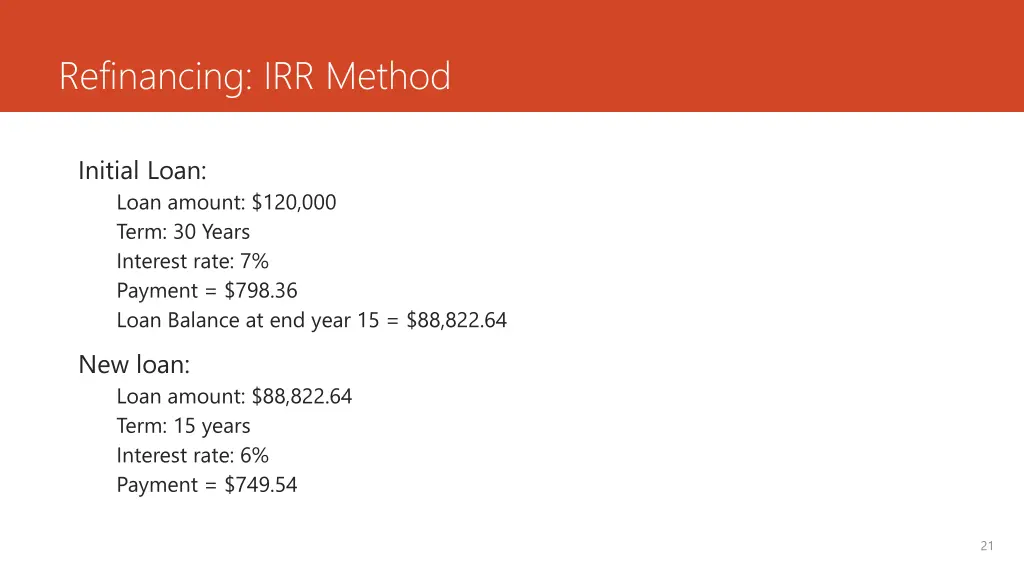 refinancing irr method 2