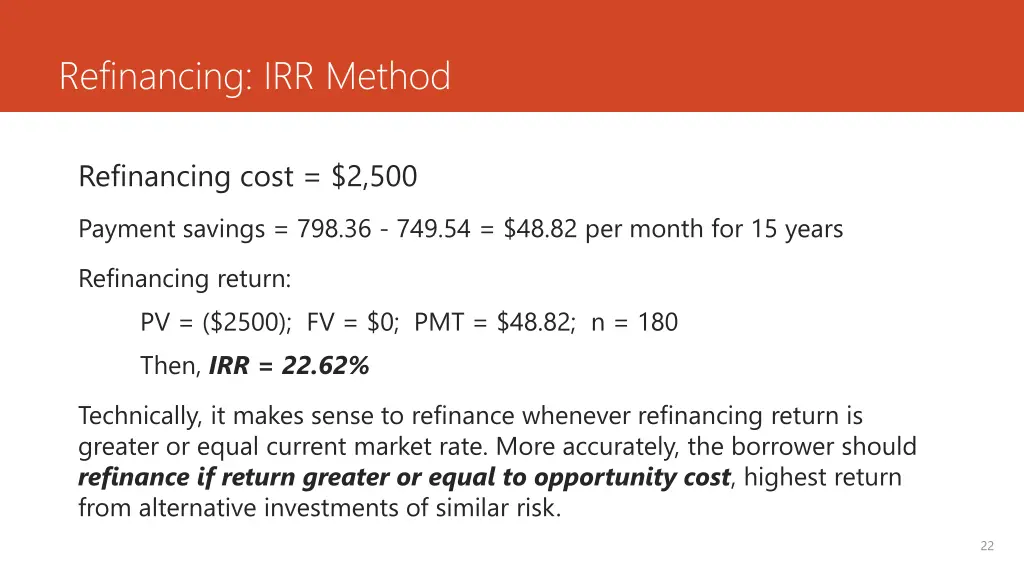 refinancing irr method 3