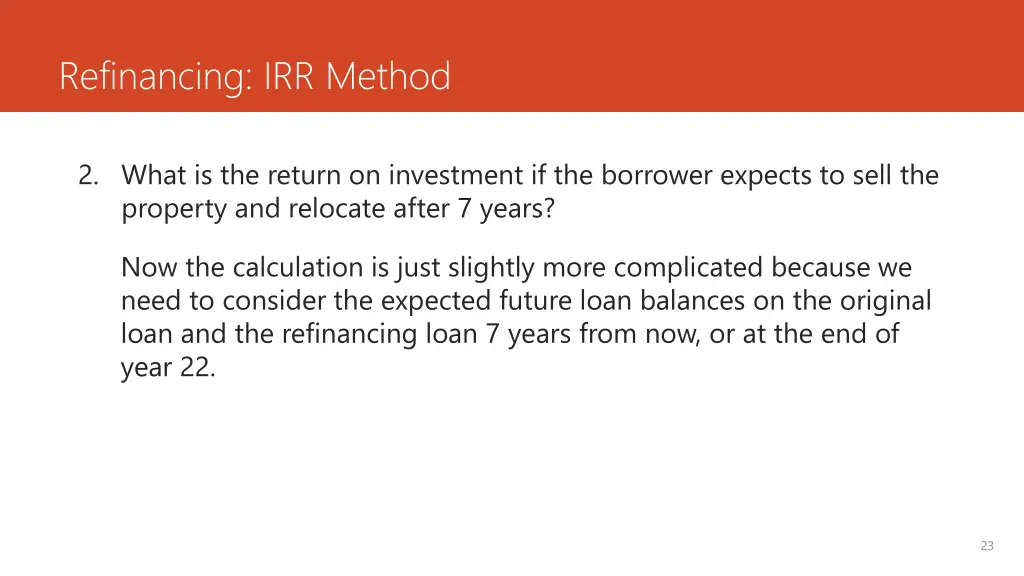 refinancing irr method 4