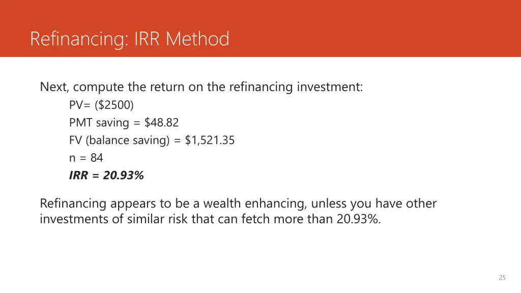 refinancing irr method 6