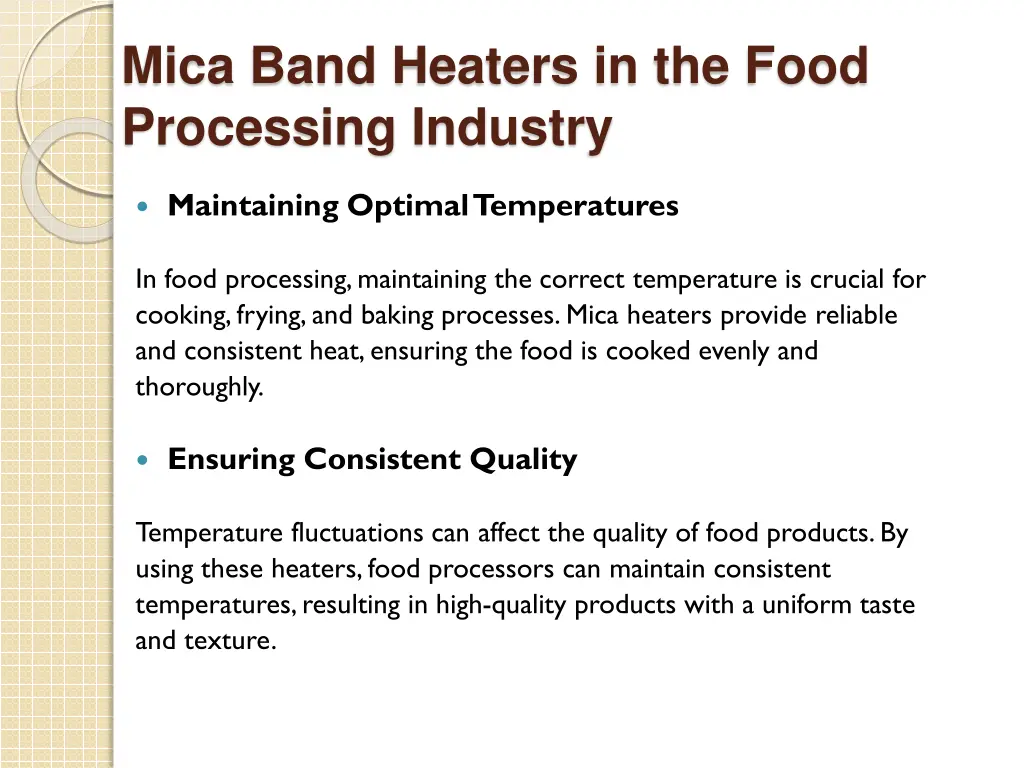 mica band heaters in the food processing industry