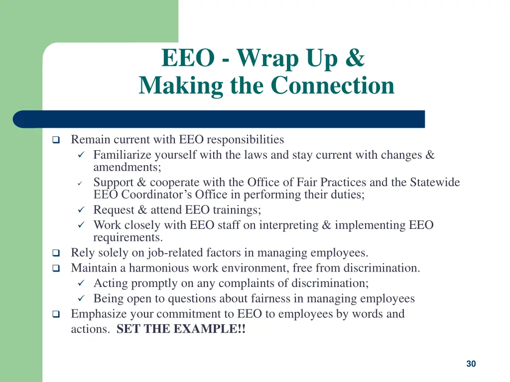 eeo wrap up making the connection