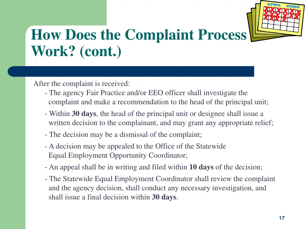 how does the complaint process work cont