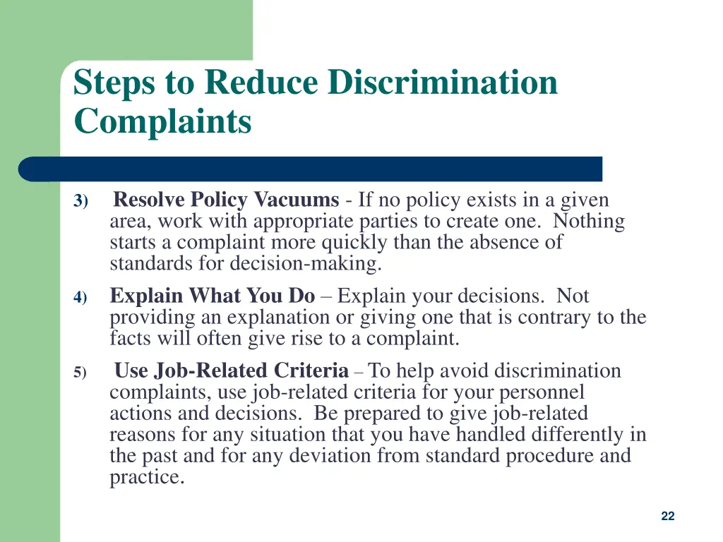 steps to reduce discrimination complaints 1