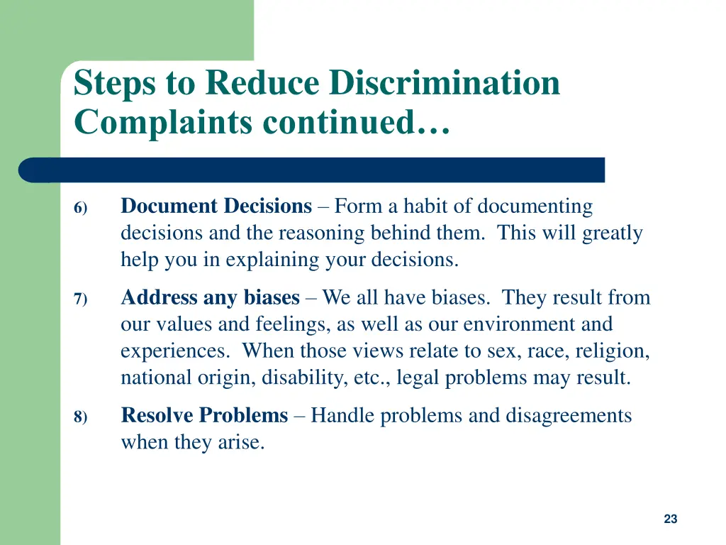 steps to reduce discrimination complaints 2