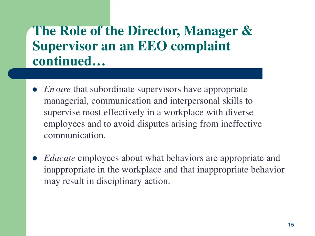 the role of the director manager supervisor 1