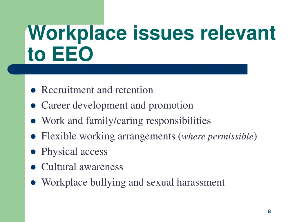 workplace issues relevant to eeo