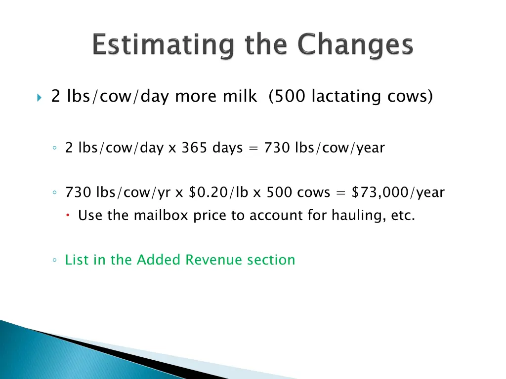 2 lbs cow day more milk 500 lactating cows