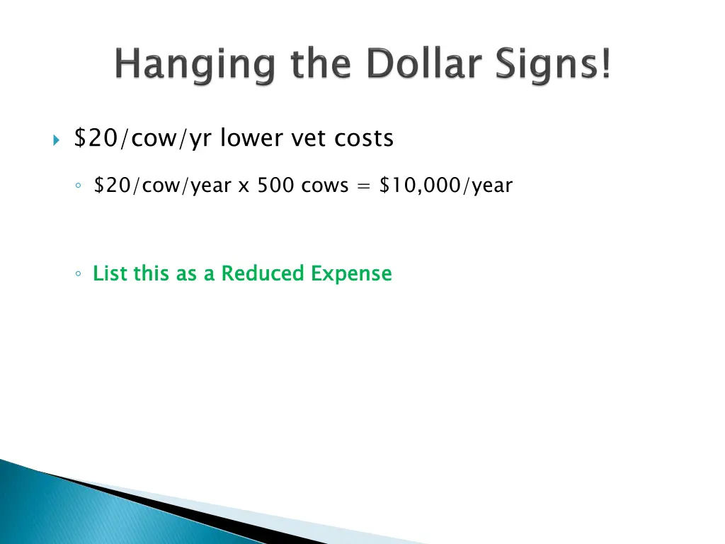 20 cow yr lower vet costs