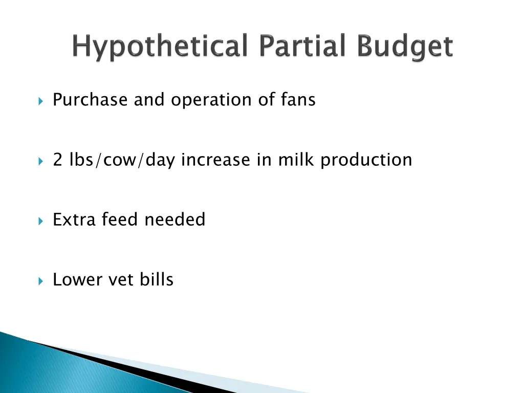 purchase and operation of fans