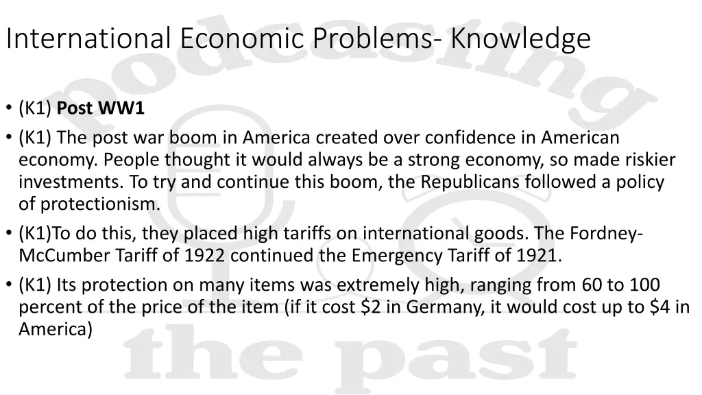 international economic problems knowledge