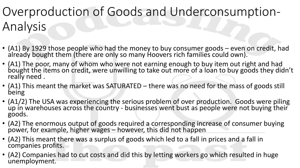 overproduction of goods and underconsumption 2