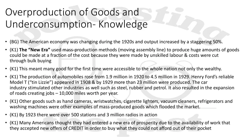 overproduction of goods and underconsumption