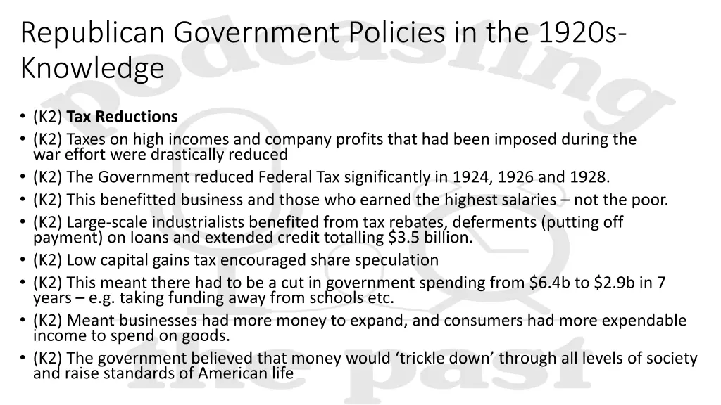 republican government policies in the 1920s 1