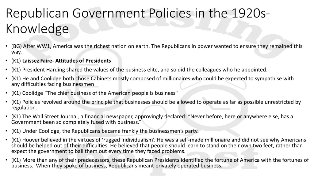 republican government policies in the 1920s