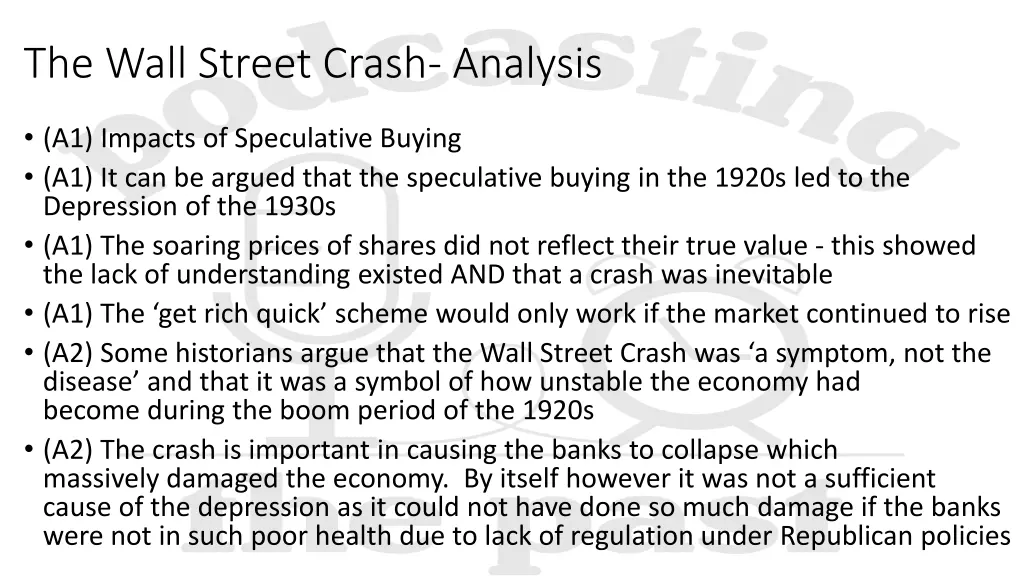 the wall street crash analysis