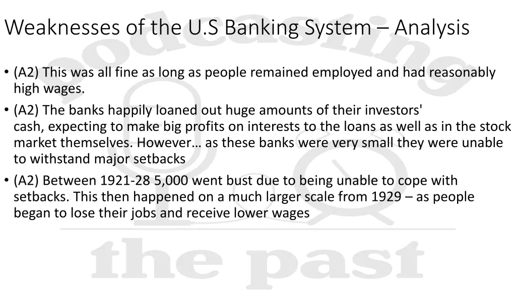 weaknesses of the u s banking system analysis 1