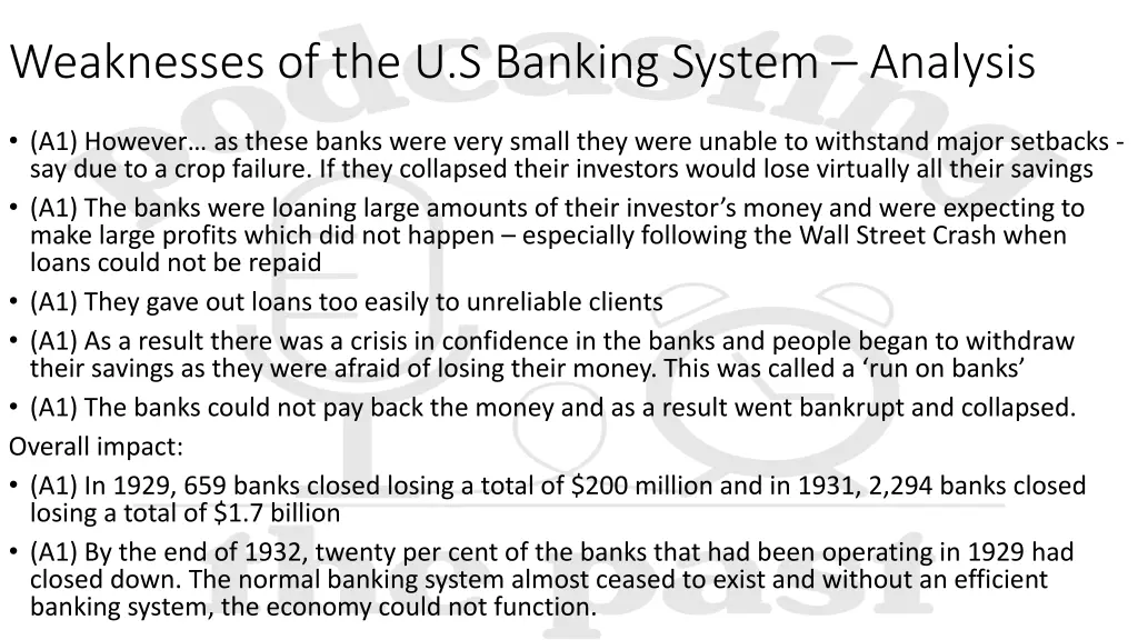 weaknesses of the u s banking system analysis