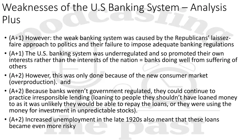 weaknesses of the u s banking system analysis plus