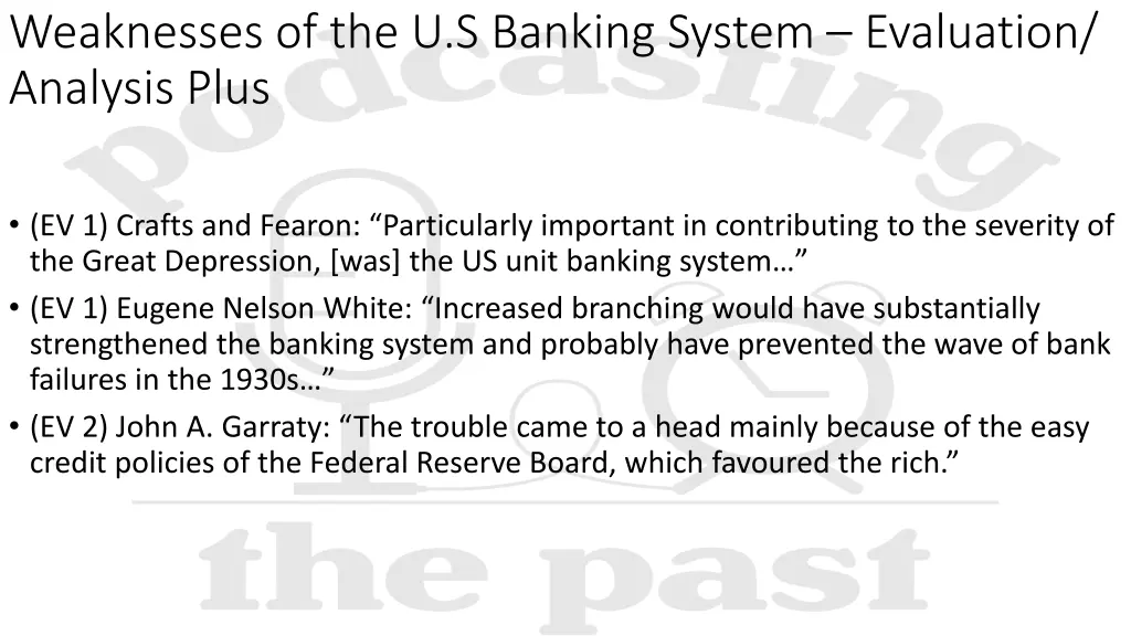 weaknesses of the u s banking system evaluation