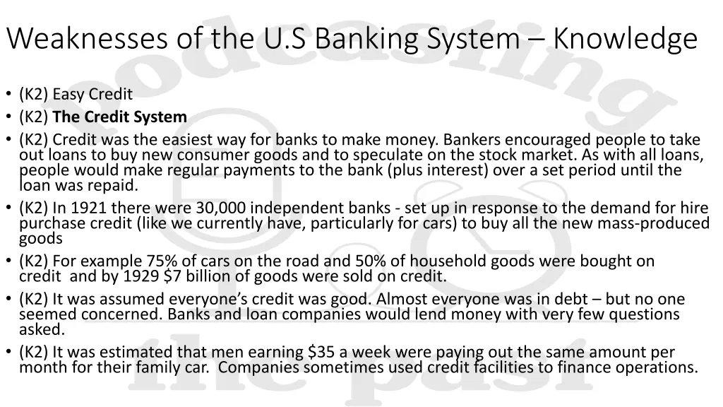 weaknesses of the u s banking system knowledge 1