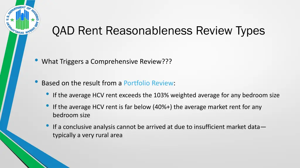 qad rent reasonableness review types 1