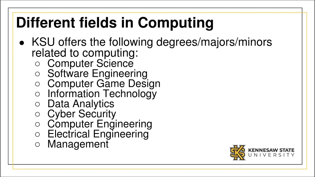 different fields in computing ksu offers