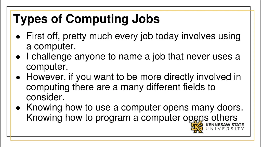 types of computing jobs