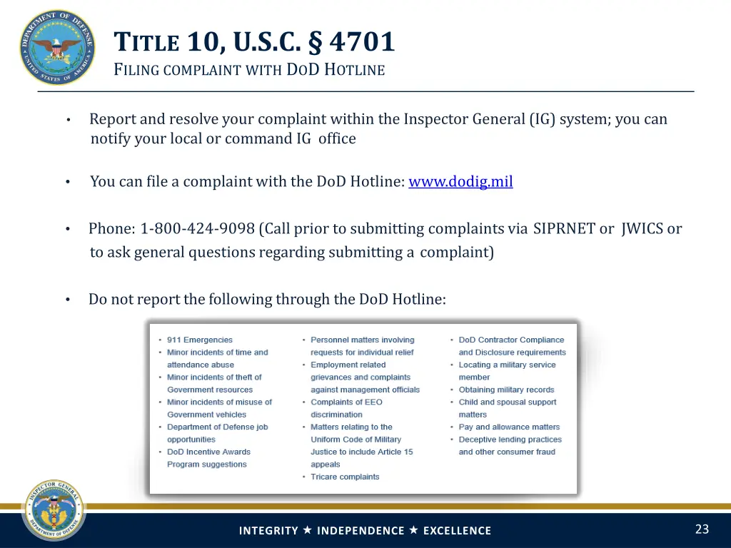 t itle 10 u s c 4701 f iling complaint with