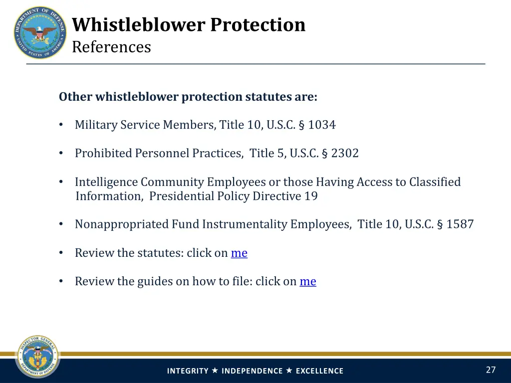 whistleblower protection references