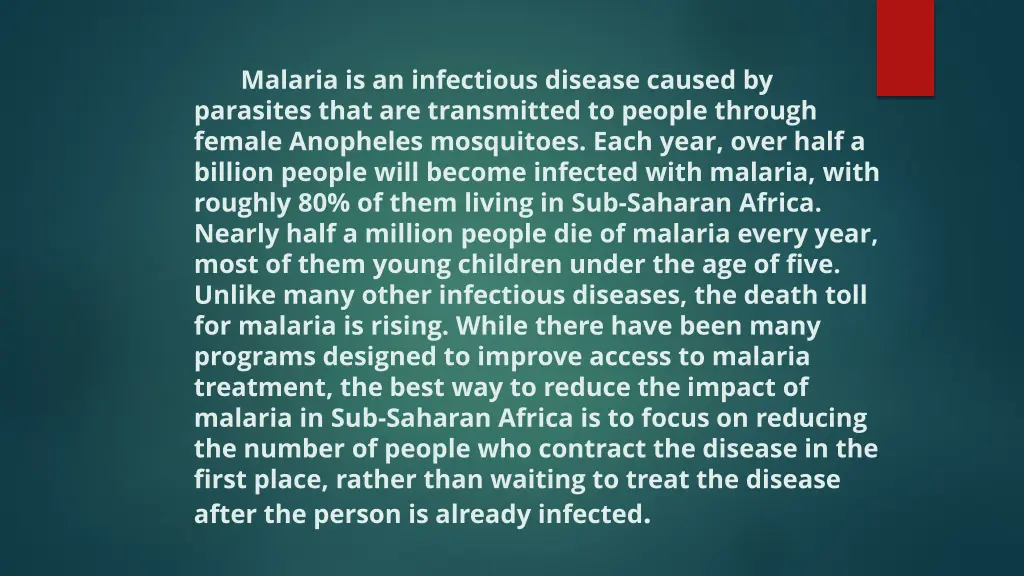 malaria is an infectious disease caused