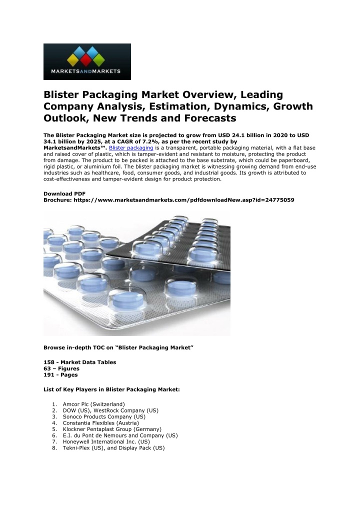 blister packaging market overview leading company