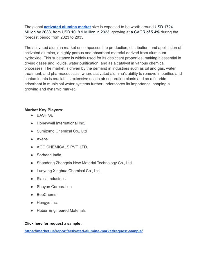 the global activated alumina market size